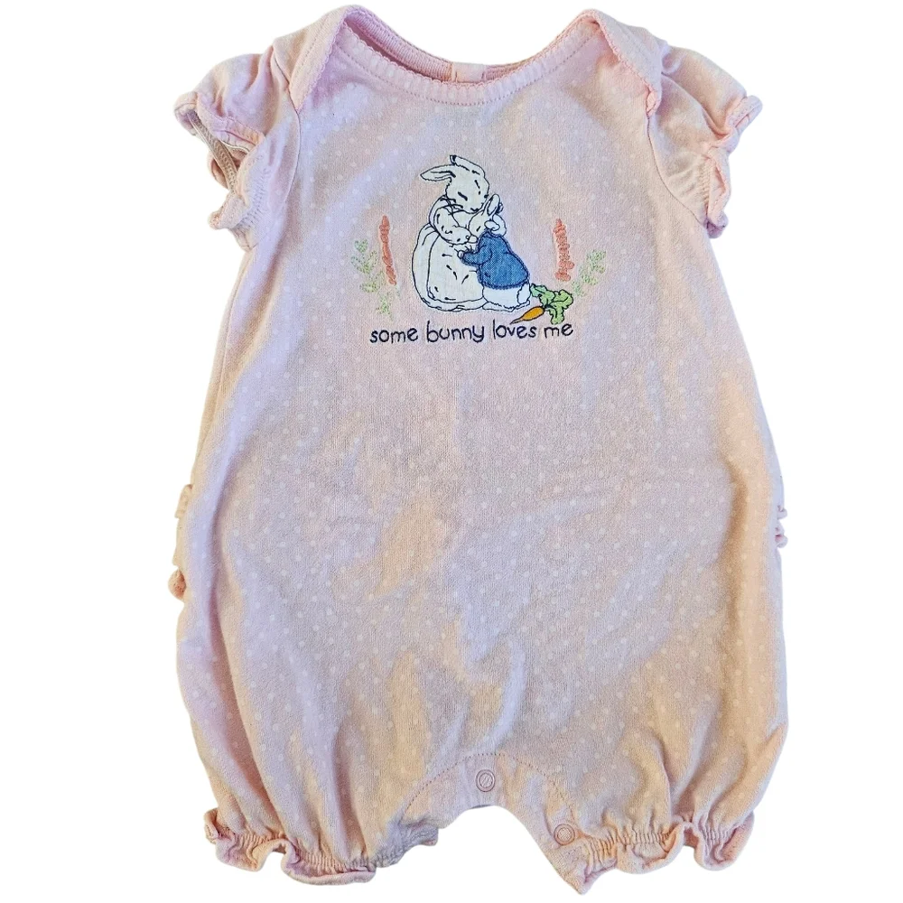 Gymboree 2017 Peter Rabbit Pink Ruffle Romper Some Bunny Loves Me 3-6‎ Months